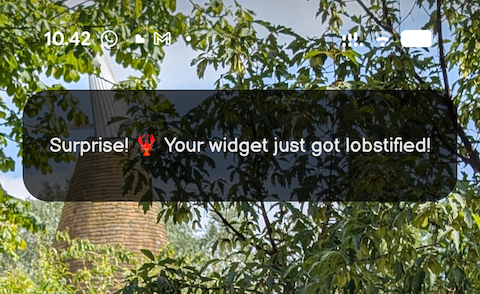 Home screen widget updated by Clawby